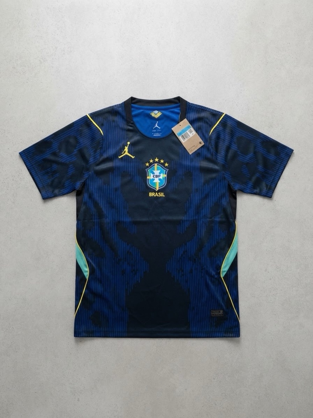 NWT Brazil x Jordan Special Edition Soccer Jersey Navy Gold - Medium